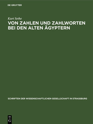 cover image of Von Zahlen und Zahlworten bei den alten Ägyptern